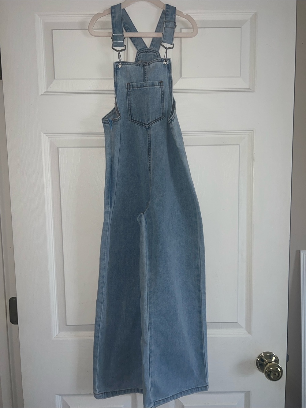 Light Wash Denim Overalls - Wide Leg
